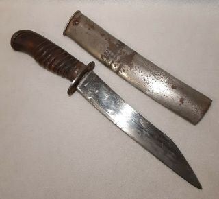 Antique Dagger Fighting,  Military,  Trench Knife Sword W Metal Scabbard
