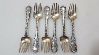 Antique 1891 Whiting Mfg Co Sterling Silver Louis Xv Small Ice Cream Forks 91g