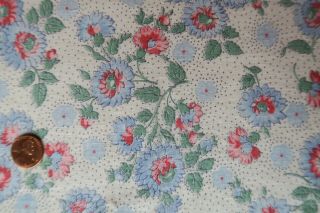One Vintage Feedsack Pale Blue Flowers Tiny Dots 37x45 Cute Color Density