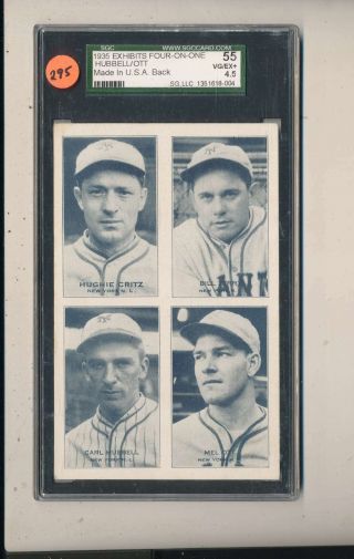 1935 Exhibits Four - On - One Card Carl Hubbell Bill Terry Mel Ott Sgc 4.  5