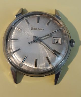 Bulova Mens Watch Vintage 1968 Date King 17j Automatic Stainless Case