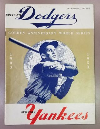 1953 World Series Program Brooklyn Dodgers Vs York Yankees Mickey Mantle