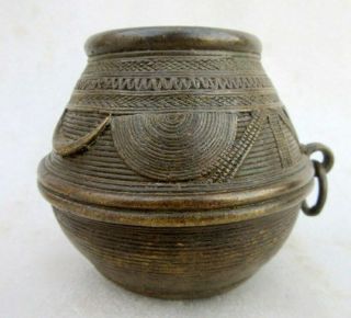 Antique Old Brass Hand Made Rice Or Grain Measuring Indian Kitchenware Pot Bowl