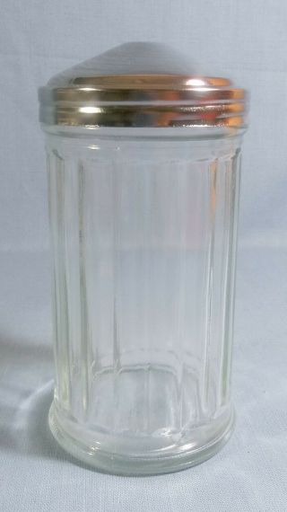 Vtg Chicago Glass Diner Sugar Shaker / Dispenser B12 Ribbed Clear Metal Cap Euc