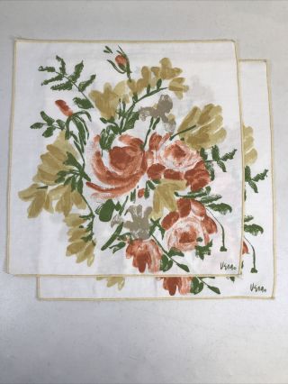 Set Of 2 Vintage Vera Neumann Floral Cloth Napkins 16”x16”