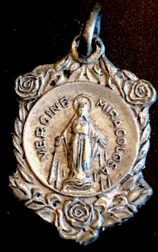Vintage Catholic Vergine Miracolosa Miraculous Virgin Mary Religious Medal Italy