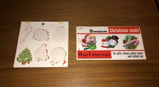 Vintage Dennison Eureka Christmas Seals Stickers Santa Snowmen Poinsettia Tree