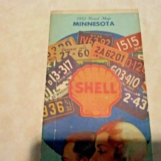 Vintage 1932 Shell Petroleum Corp Shell Gas And Oil Minnesota Road Map