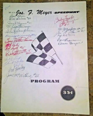 Signed 1959 Jos F Meyer Speedway Racing Program Houston Texas Tony Bettenhausen