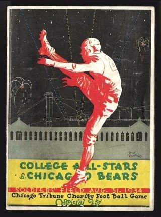1934 College All - Stars Chicago Bears Football Game Program Bronko Nagurski First