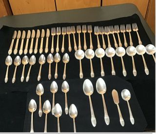 40 Piece - Vintage 1847 Rogers Bros.  Silver Plate Flatware Set - First Love