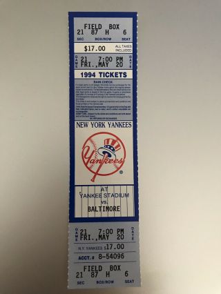 12 Full Cal Ripken,  Jr.  2131 Streak Tickets - From 1994,  1996 Games Vs Yankees