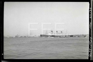 1936 Rms Queen Mary Ocean Liner Ship Old Photo Negative 556b