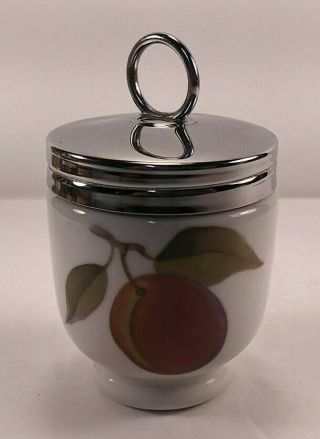 Vintage Royal Worcester Evesham Fine Porcelain Egg Coddler Peach& Berries Design
