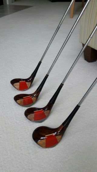 Vintage Stan Thompson Ginty Golf Clubs Right Handed Set Of 4 Woods Steel Shaft