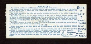 1969 WORLD SERIES GAME 5 TICKET STUB YORK METS vs BALITMORE ORIOLES 2