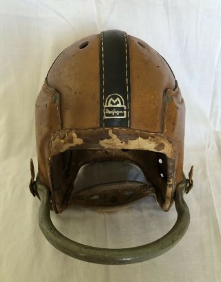 Vintage Macgregor H612 Leather Football Helmet With Single Bar Face Mask