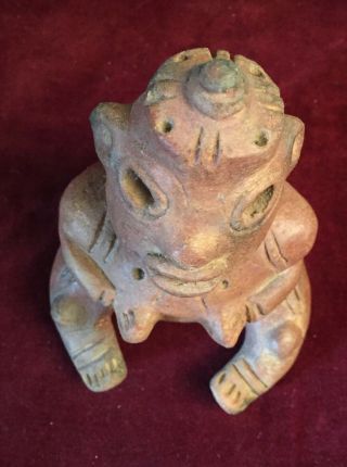 Intrigue Pre - Columbian Clay " Sitting Shaman With " Ufo ",  West Mexico