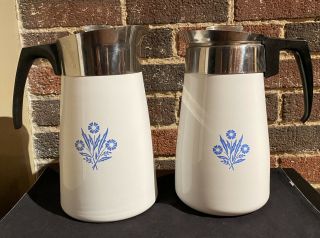 Vintage Corning Ware Cornflower Blue Stove Top 9 Cup Percolator Coffee Pot