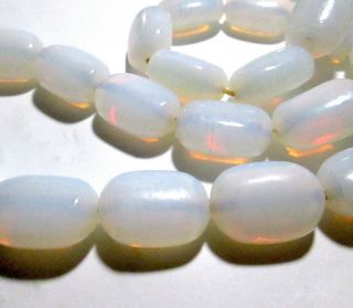 24 White Opal Glass Pillow Beads,  Handmade Japan,  Lampwork Cherry Brand,  Vintage