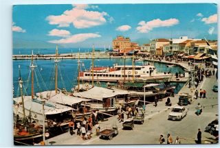 Greece Aegina Town Port Harbour Harbor Vintage 4x6 Postcard D56
