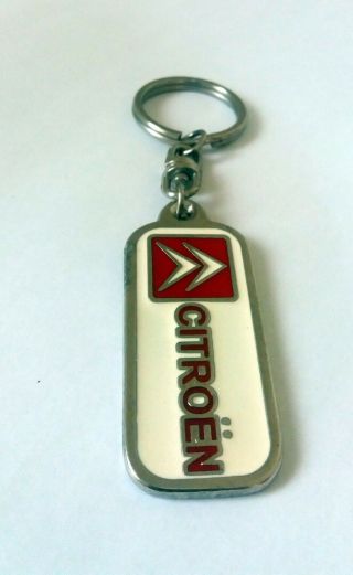 Vintage Keychain Citroen Red And White Key Ring Metal Collectible