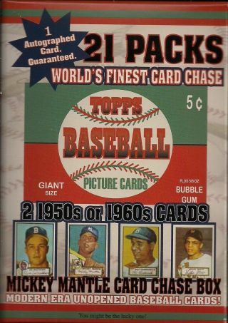 1952 Mantle Card Chase Box - 21 Packs,  Autograph Card,  2 1950/60 