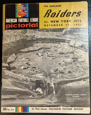 December 12 1965 Afl Program York Jets At Oakland Raiders Ex