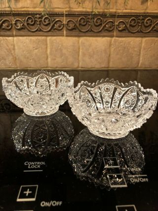 Set Of 2 Vintage Imperial Glass " Daisy And Button " Pattern Hobstar Berry Bowls