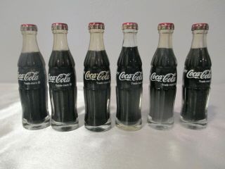 6 Vintage Miniature Coca - Cola Bottles With Metal Lids 3 " Tall