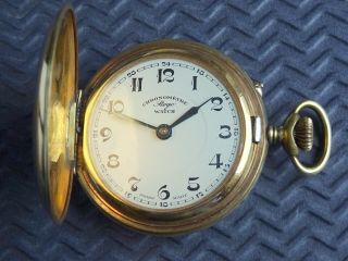 1940s Full Hunter Gents Pocket Watch.  Rego Chronometer.  Antique