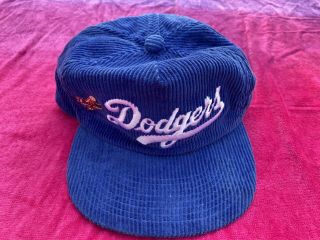 Vintage Los Angeles Dodgers Snapback From 1985 With 1985 Pin Corduroy Style