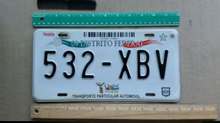 License Plate,  Mexico,  Federal District,  Mexico City,  532 - Xbv