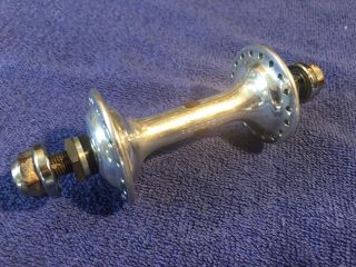 Vintage Campagnolo Record Strada 36 Hole Low Flange Front Hub With A Track Axle