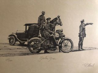 Jersey State Police " Yester Year " S/n Vintage Lithograph