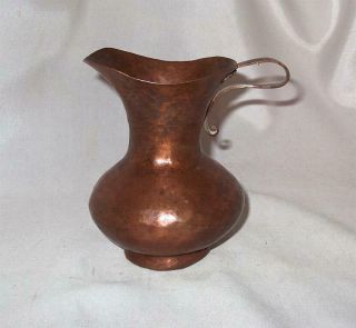 Solid Copper Pitcher Vintage Hand Hammered Heavy Solid Copper Pitcher