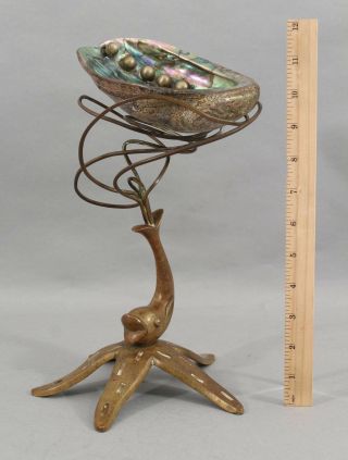 Vintage Mexican Metales Hand Wrought Bronze Abalone Shell Fish Sculpture