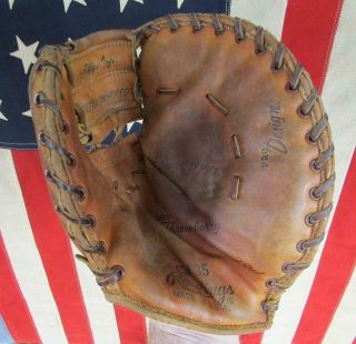 Vintage 60s Rawlings Leather Baseball Glove Basemans Mitt Marv Throneberry Cm35