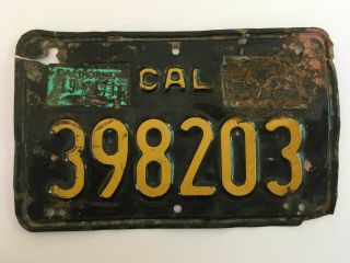 1963 California Motorcycle Black License Plate Metal Cracks,  1971 Sticker
