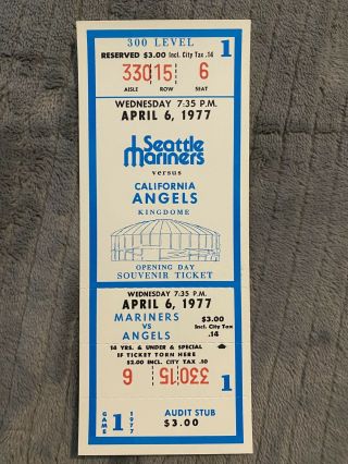 April 6 1977 Seattle Mariners Kingdome First Inagural Game Ticket Stub