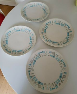 Vintage Royal China Blue Heaven 10 " Dinner Plates - Gray/blue - Set Of 4 - Vguvc