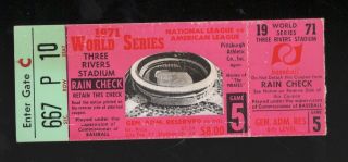1971 Game 5 World Series Ticket Stub Pirates Orioles Nm