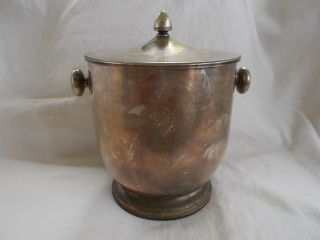 Vintage Laiton Argente Silver Plated Brass Ice Bucket With Lid And Tongs.