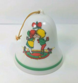 Vintage Japan Joan Walsh Anglund Christmas Ornament Bell A Gift Of Love 1976