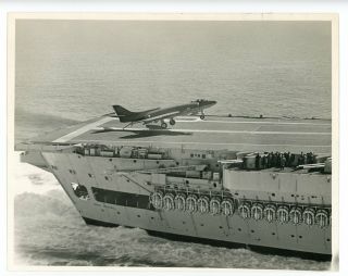 Photograph Of Supermarine Scimitar Deck Trials On Hms Ark Royal 1957