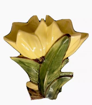 Vintage Mccoy Pottery 1950’s Tulip Bright Yellow Flower Vase 8”