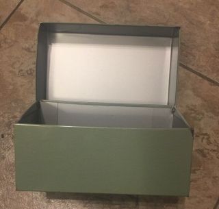 Vintage Syndicate Mfg Metal Green Tin Recipe Box 3x5 Index Card File
