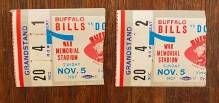1967 Afl Buffalo Bills Vs Miami Dolphins Ticket Stub War Memorial Stadium Pair