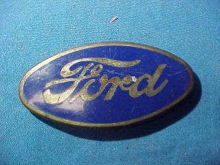 Orig 1920s Ford Blue,  White Porcelain Enamel Auto Nameplate Emblem