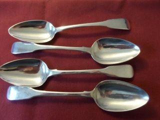 151.  7 Grams Two Good Pairs Of Georgian Hallmarked Solid Silver Dessert Spoons